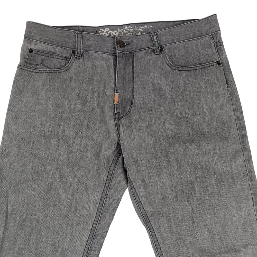 LRG Lifted Research Group Jeans Mens 36X33 Gray Stone‎ Wash True Straight Fit